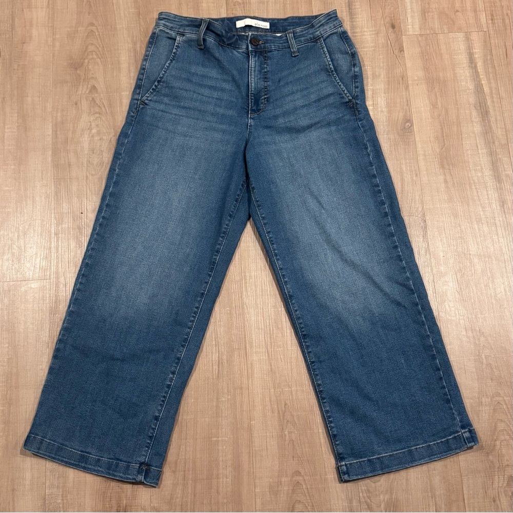Ella Moss Cropped Bohemian Wide-Leg Ankle Cropped Jeans in Medium Blue Wash